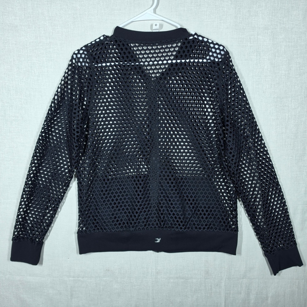 Mesh Bomber Jacket Womens Extra Large Black Tech wear Boho Retro Style Glyder - Picture 2 of 9